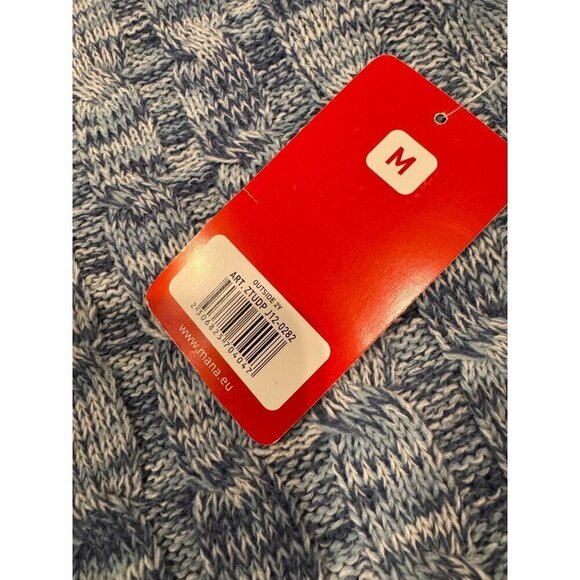 Mana Turtleneck Sweater Blue Acrylic Ribbed Long Sleeve Knit Woman's Medium NWT - Picture 9 of 10